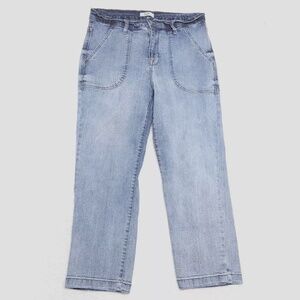 Kensie Women's Blue Medium Wash Cropped Cotton Blend Stretch Jeans, size 12/31